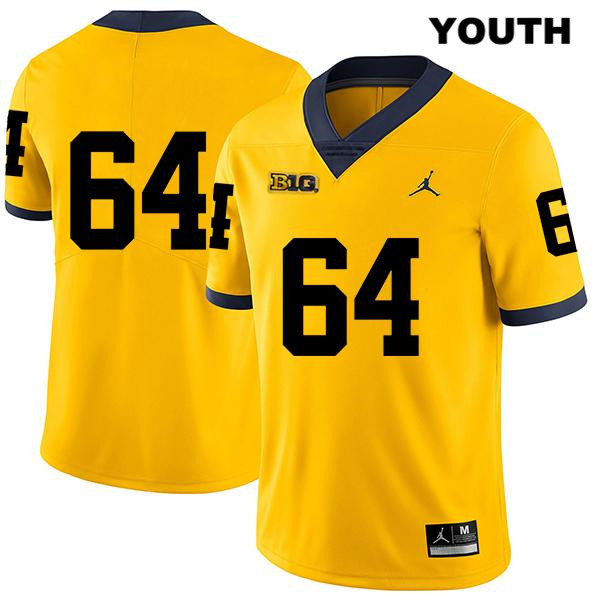 Youth NCAA Michigan Wolverines Mahdi Hazime #64 No Name Yellow Jordan Brand Authentic Stitched Legend Football College Jersey QT25A82QO